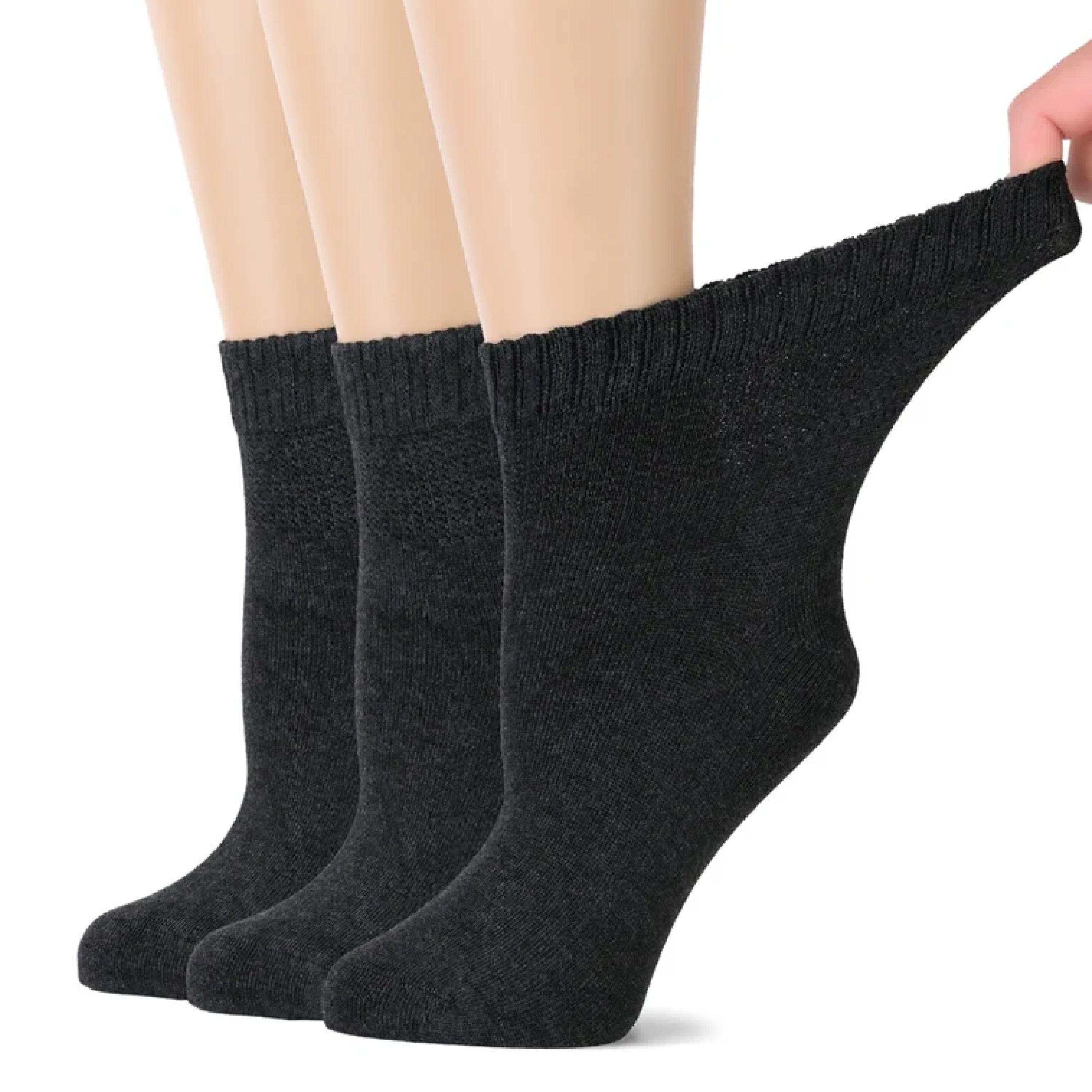 Women's Comfortable Diabetic Bamboo Ankle Socks for Swollen Legs, 3 Pairs